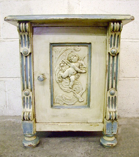 old painted bedside table